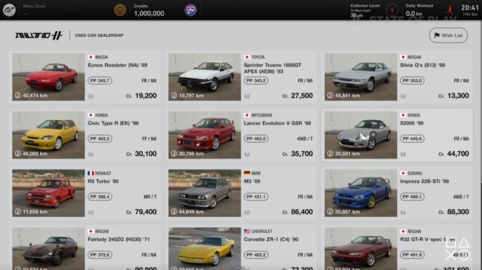 Gran Turismo 7 all cars used car dealership