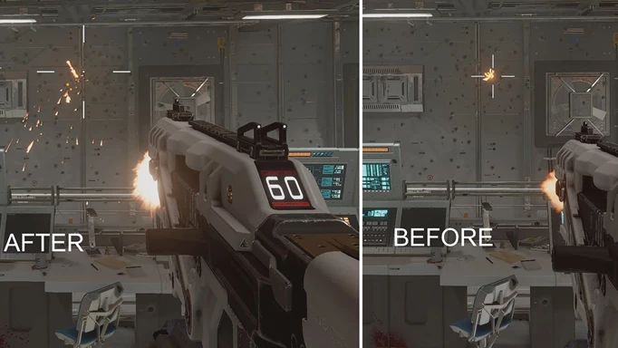 Effect Textures Enhanced mod showing before and after of bullets in a ball
