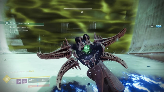 Destiny 2 Fynch: A hive Ghost getting crushed.