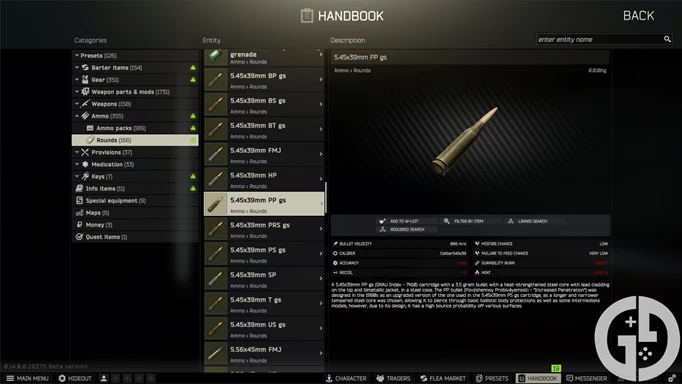 Image of 5.45x39 PP ammo in Escape from Tarkov
