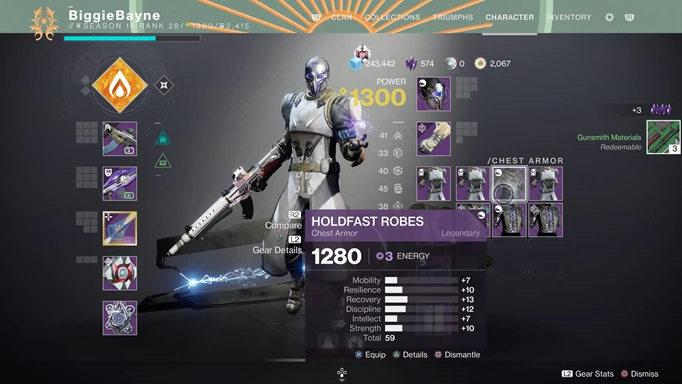 Dismantle weapons and gear to earn legendary shards in Destiny 2.
