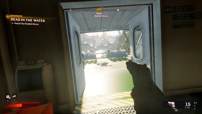 The door opened with the Ferry Deck Key, with the shotgun on the floor outside