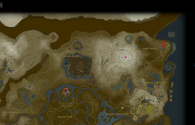 a screenshot of the Zelda: Tears of the Kingdom map showing the location of Malanya