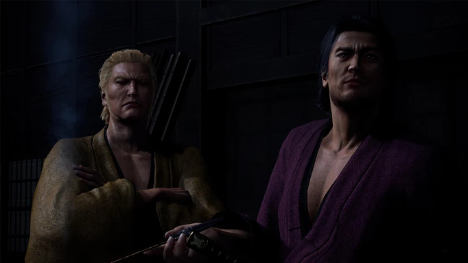 Like a Dragon Ishin Review: Goda and Akiyama from the mainline series as they appear in Ishin