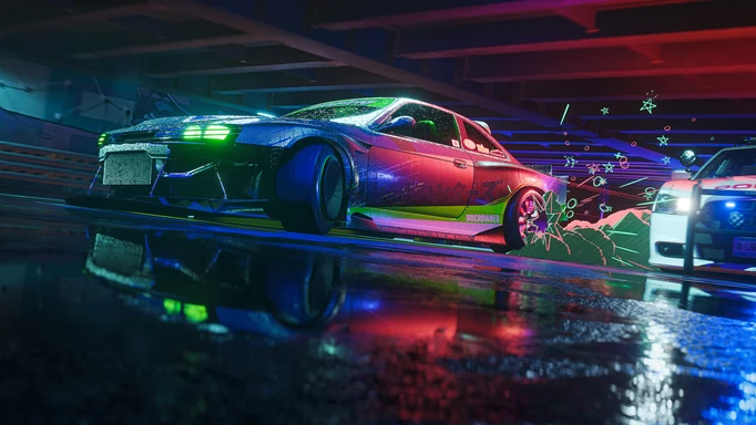A car drifting with Need for Speed: Unbound's signature graphics