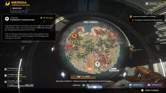a map displaying the mission zone one a terminid planet in helldivers 2