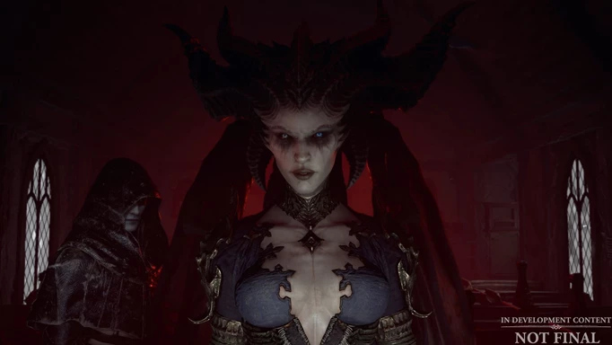 Close up shot of Lillith and Elias in Diablo 4