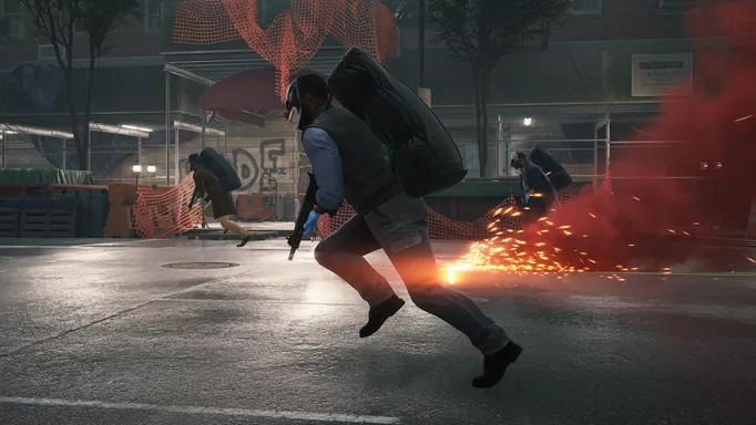 The Payday gang running with their bags of cash in PAYDAY 3