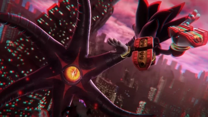 Shadow and a tentacle creature in Sonic x Shadow Generations