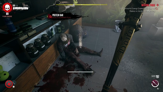 an image of Dead Island 2 showing Pablo's body and the High Stakes journal