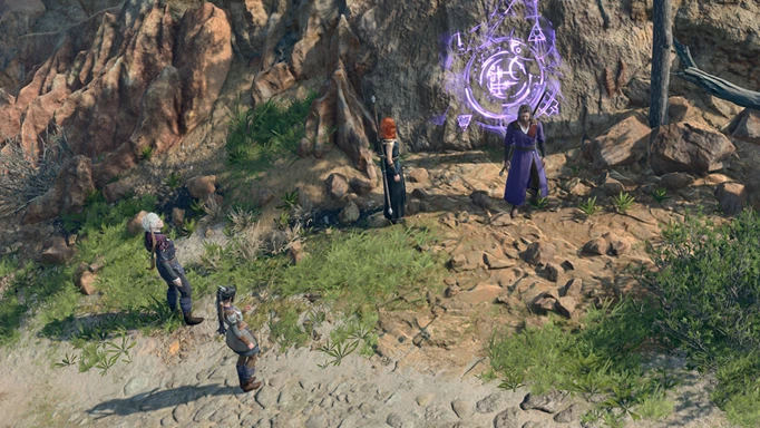 The player, Astarion, and Shadowheart, meeting Gale in Baldur's Gate 3