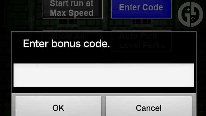 The menu to redeem Lone Tower codes