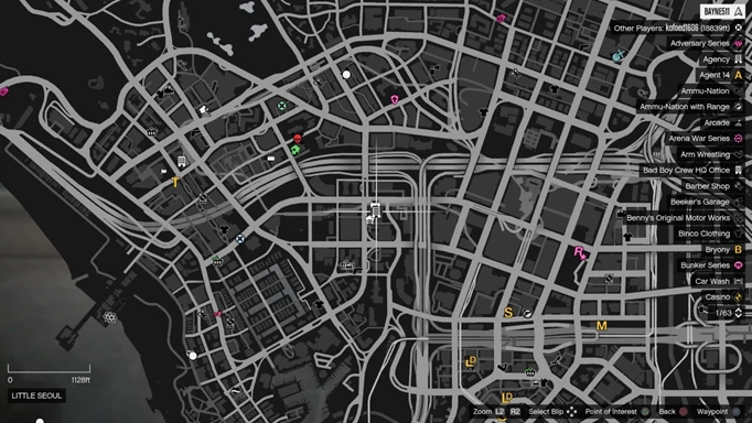 A map marking a location which starts GTA Online The Contract.