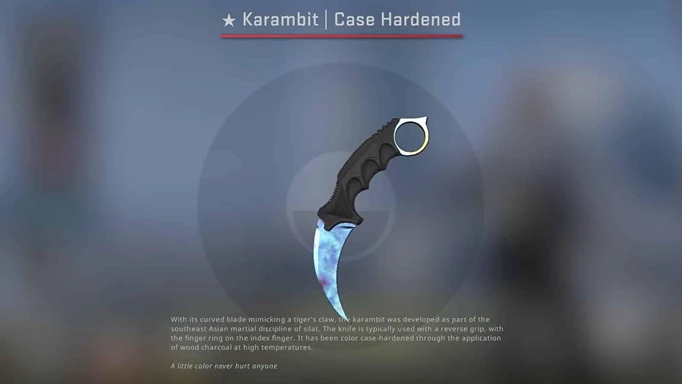 an image of the Karambit Case Hardened Blue Gem