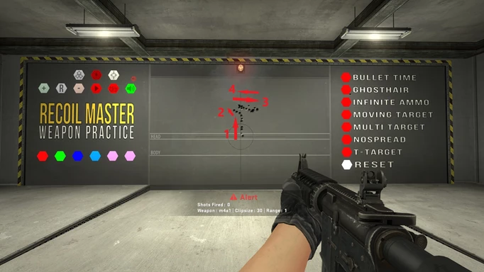 Image of the M4A4 spray pattern in CS:GO