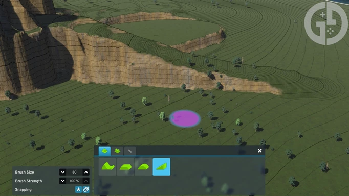 Image of the Slope Terrain tool in Cities Skylines 2