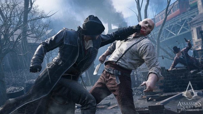 Jacob Frye punching a thug in Assassin's Creed Syndicate