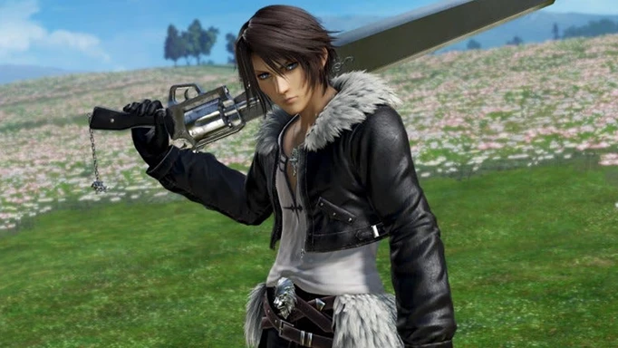 Squall Leonheart with his revolver sword in Final Fantasy 8.
