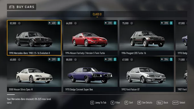 The fastest d-class cars in Forza Motorsport