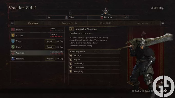Image of the Warrior Vocation in Dragon's Dogma 2