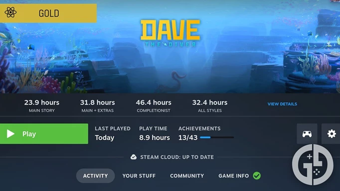Dave the Diver in the Steam Deck menu