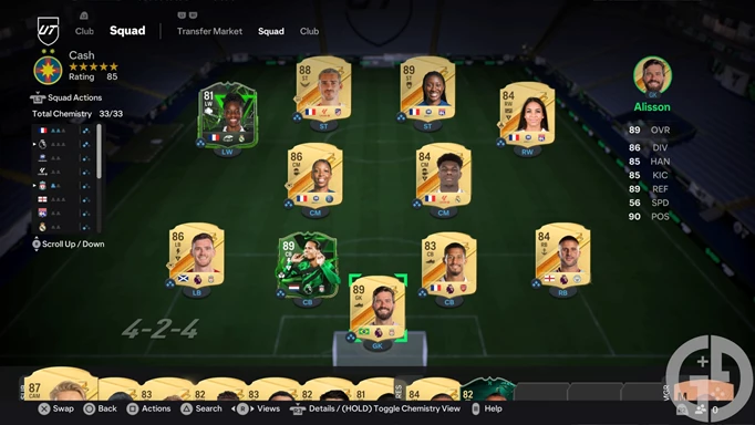 Image of a squad with full chemistry in EA FC 24