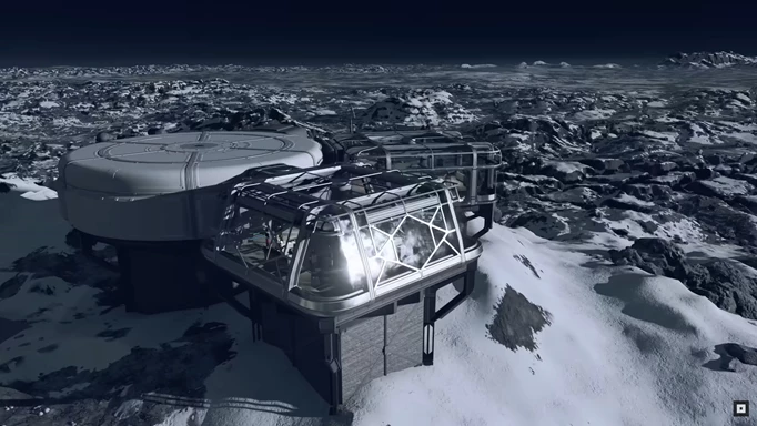an outpost on a cold moon in Starfield
