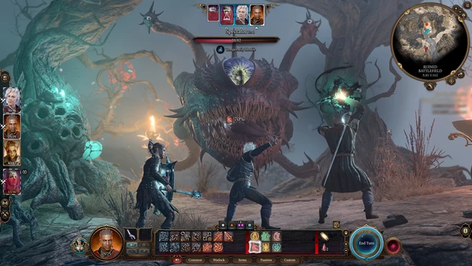 A gameplay image of Baldur's Gate 3, which has turn-based combat
