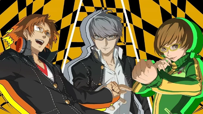 Persona 4 Golden Trophies/Achievements: Three of the main characters posing