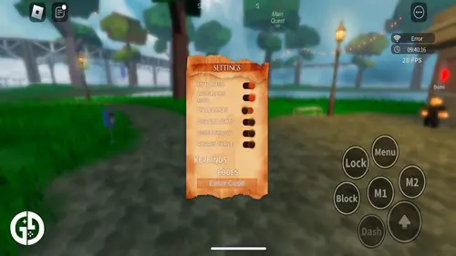 Code Redeem screen in RoBending