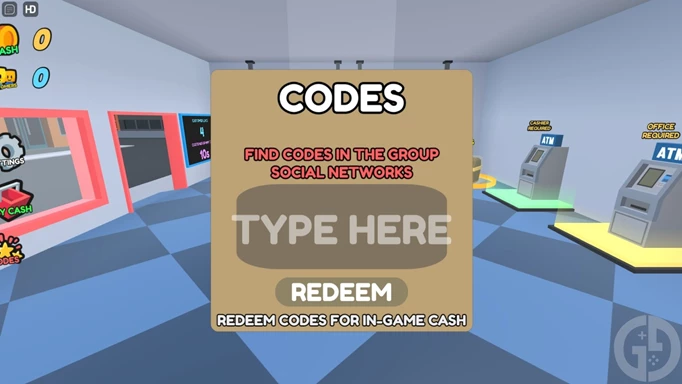 The code redemption screen in Roblox Super Store Tycoon