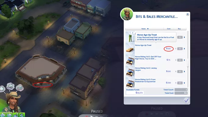 Screenshot showing where to get Horse Age-Up Treats