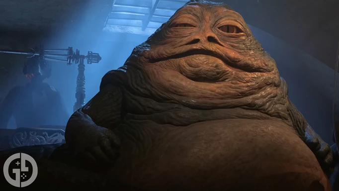 Jabba the Hutt as he appears in Star Wars Outlaws.