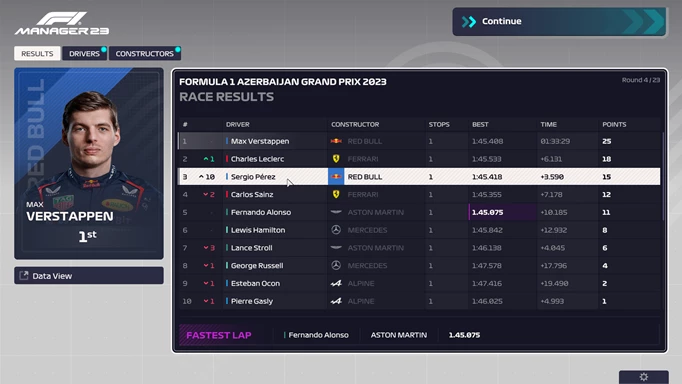 F1 Manager 2023 race win after a sprint race