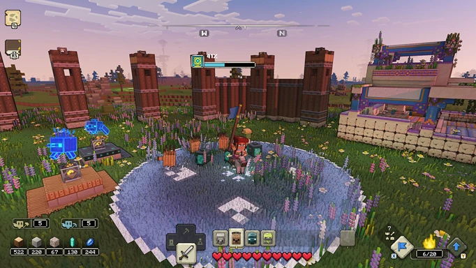 A gameplay screenshot of Minecraft Legends, which can be beaten in under 15 hours