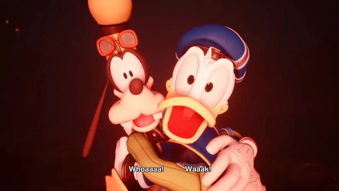 Donald and Goofy are spooked at the end of the Kingdom Hearts 4 trailer, the release date of which is not specified.