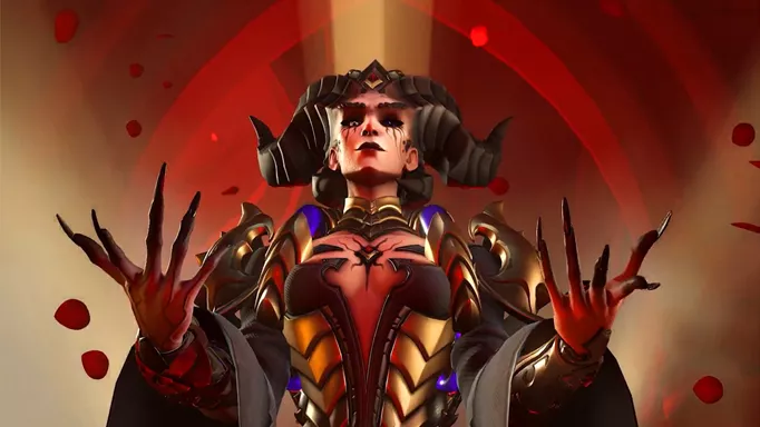 Moira wearing the Diablo IV Lilith cosmetic in Overwatch 2 Season 7