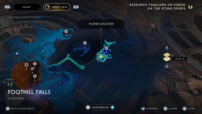 Map shot showing where to recruit Skoova and the get the See Fish, one of the Jedi: Survivor fish locations