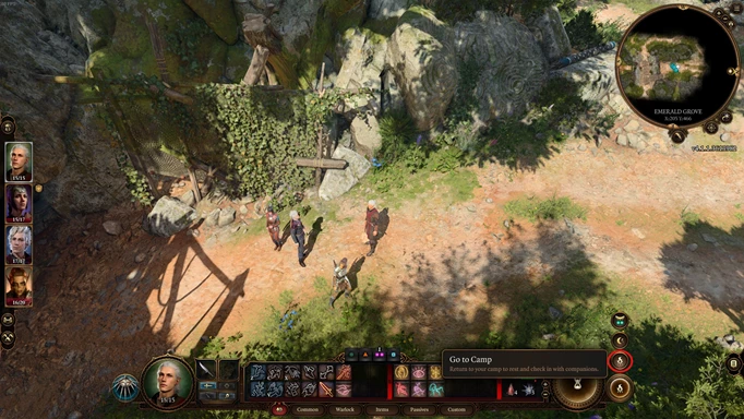 an image showing how to access the Camp in Baldur's Gate 3