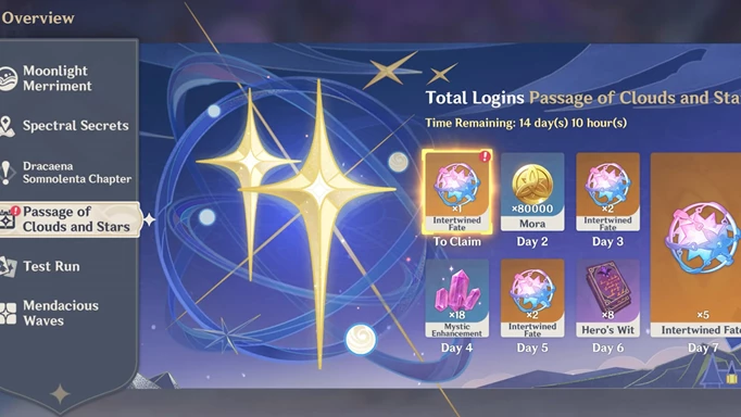Daily login event from the Genshin Impact 2021 anniversary