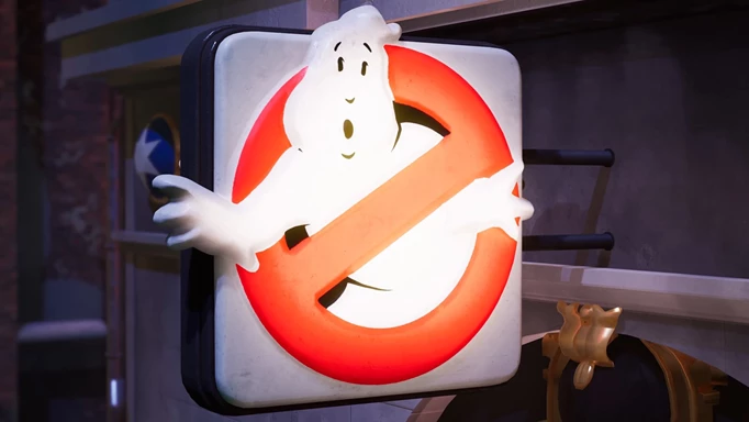 The Ghostbusters logo in Ghostbusters: Spirits Unleashed, which has a Q4 2022 release date.