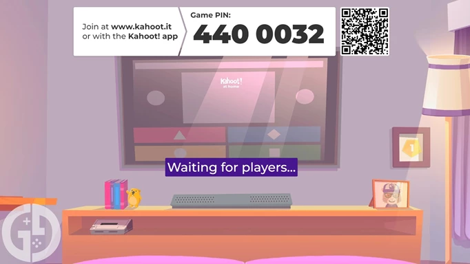 Image of the Kahoot waiting room with the game PIN at the top