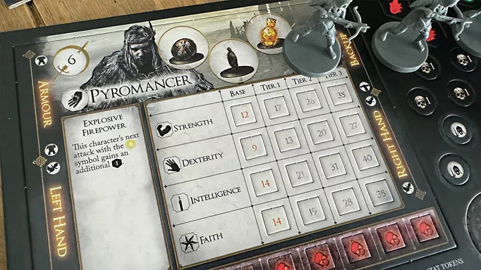 Character sheets in the Dark Souls Sunless City set