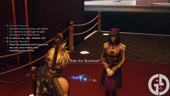 Image of the option to ride the Skywheel in Final Fantasy 7 Rebirth