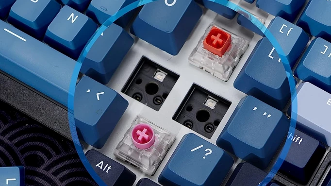 The mechanical switches in the Royal Kludge R98 keyboard