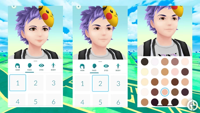 Face styles in Pokemon GO
