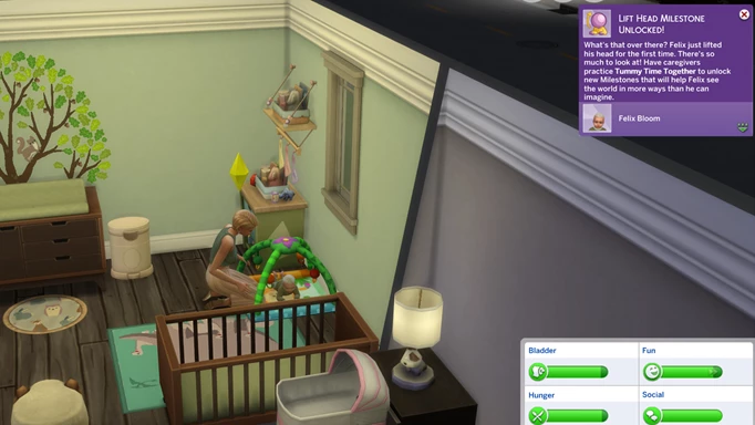 Детская веха «Подними голову» в The Sims 4