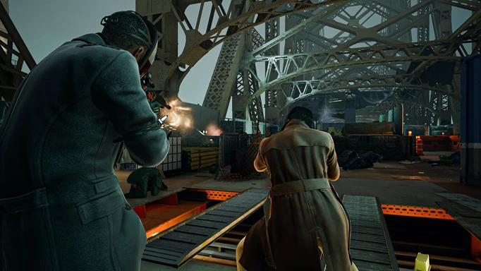 Two heisters on a bridge in PAYDAY3