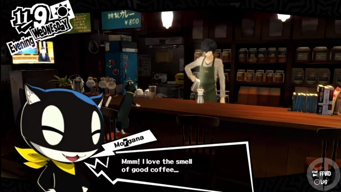Morgana complements the smell of coffee in Café Leblanc in Persona 5