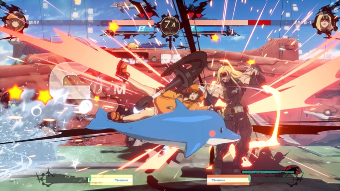 a fight and a dolphin in Guilty Gear Strive
